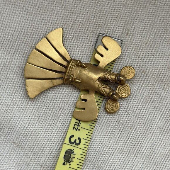 VINTAGE Pre-Columbian Style Double Bird Brooch Large Goddess Core Art Deco Rare - Picture 9 of 10